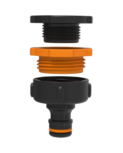 Штуцер різьбовий пластиковий Fiskars 1" з перехідником 3/4" + 1/2" (1027051)