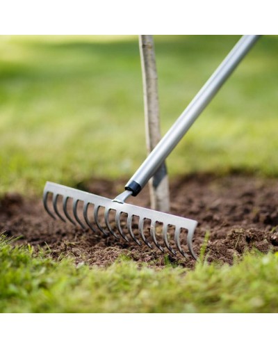 Грабли металлические Fiskars Ergonomic 36 см с алюминиевой ручкой 150 см (1077113)