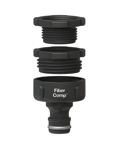 Штуцер різьбовий пластиковий Fiskars FiberComp 1" з перехідником 3/4" + 1/2" (1027056)
