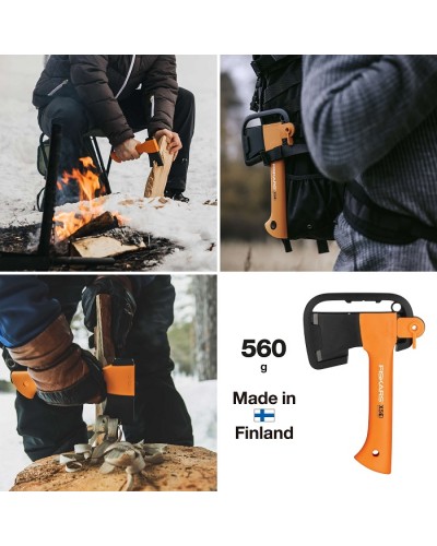 Подарочный набор Fiskars, топор X5 XXS + нож Heavy Duty + пилка Xtract SW73 + сумка (2020961)