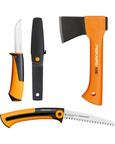 Подарочный набор Fiskars Camping Set, топор X5 XXS + нож Pro Universal + пилочка SW73 (1057913)