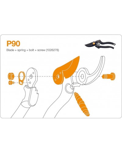 Ремкомплект (нож + пружина + крепеж) для секатора Fiskars Pro P90 Bypass до 26 мм (1026278)