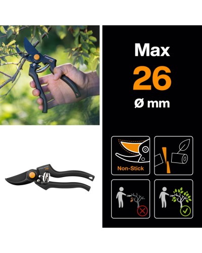 Секатор Fiskars Pro P90 Bypass до 26 мм, 111960 (1001530)