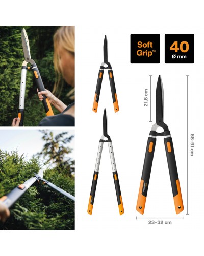 Ножиці для живоплоту механічні телескопічні 68-93 см Fiskars SmartFit™ HS86, 22 см, 114800 (1013565) Ножиці для живоплоту механічні телескопічні 68-93 см Fiskars SmartFit™ HS86, 22 см, 114800 (1013565)