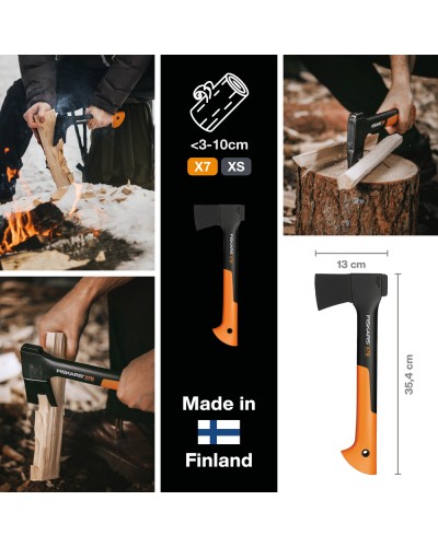 Універсальна туристична сокира Fiskars X7 XS, 35 см, 0,64 кг, 121423 (1015618)