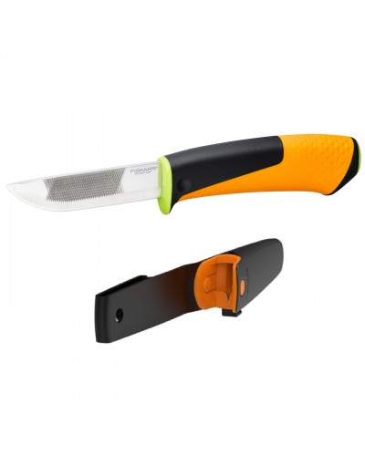 Будівельний ніж Fiskars Heavy Duty, зелений із точилкою, 156018 (1023619)