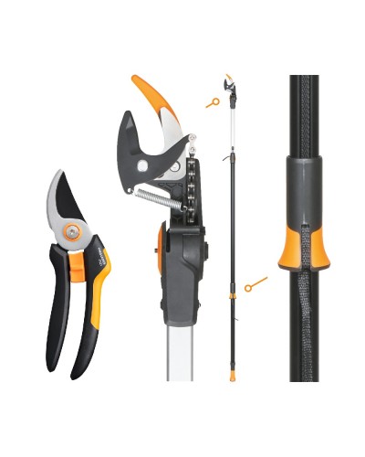 Телескопический высоторез Fiskars PowerGear™ UPX86, 2.4-4 м, 32 мм + секатор до 20 мм P321 (1023624-1057162)