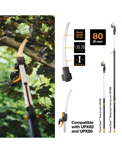 Телескопічний висоторіз Fiskars PowerGear™ UPX86, 2.4-4 м, 32 мм + садова пилка UPX80, 330 мм (1023634)