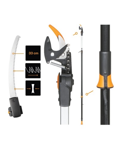 Телескопічний висоторіз Fiskars PowerGear™ UPX86, 2.4-4 м, 32 мм + садова пилка UPX80, 330 мм (1023634)