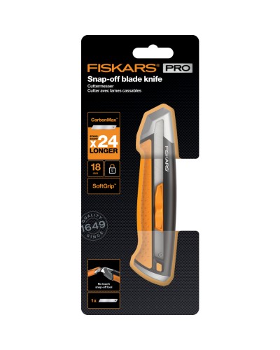 Ніж із висувним лезом Fiskars PRO CarbonMax™ 18 мм (1027227)