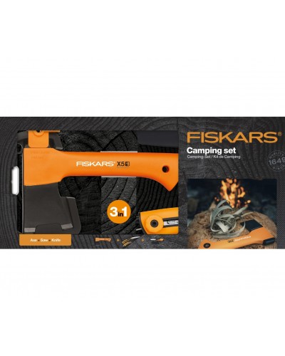 Подарочный набор Fiskars Camping Set, топор X5 XXS + нож Pro Universal + пилочка SW73 (1057913)