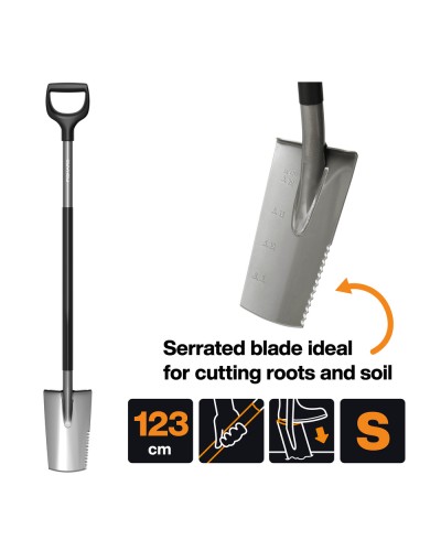 Лопата штыковая с зубчатым лезвием Fiskars Ergonomic S 123 см (1066714) Лопата штыковая с зубчатым лезвием Fiskars Ergonomic S 123 см (1066714)