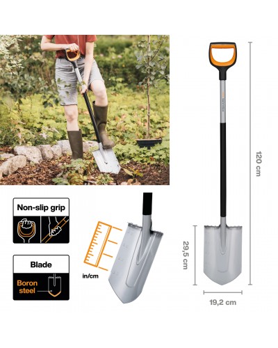 Лопата штикова загострена Fiskars Xact™ 120 см із школою (1066729) Лопата штикова загострена Fiskars Xact™ 120 см із школою (1066729)