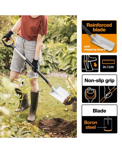 Лопата штыковая со скругленным лезвием Fiskars Xact™ 120 см со шкалой (1066730) Лопата штыковая со скругленным лезвием Fiskars Xact™ 120 см со шкалой (1066730)