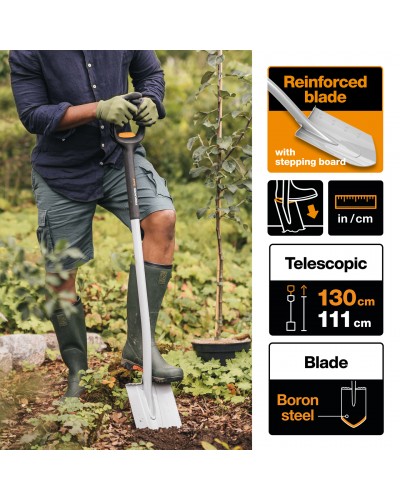 Лопата штикова загострена телескопічна Fiskars Xact™ 111-130 см, 1001567 (1066732) Лопата штикова загострена телескопічна Fiskars Xact™ 111-130 см, 1001567 (1066732)