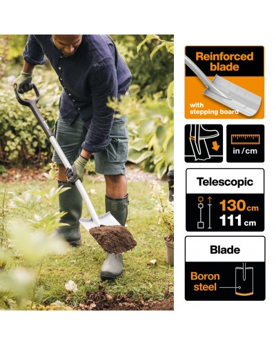 Лопата штыковая со скругленным лезвием телескопическая Fiskars Xact™ 111-130 см со шкалой, 1000620 (1066733) Лопата штыковая со скругленным лезвием телескопическая Fiskars Xact™ 111-130 см со шкалой, 1000620 (1066733)
