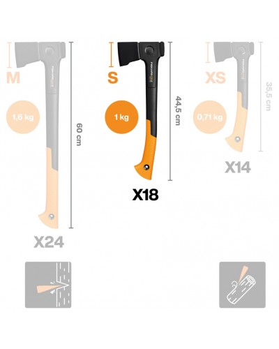 Універсальна сокира Fiskars X-series X18 Universal, S - 44.5 см, 1 кг (1069103) Універсальна сокира Fiskars X-series X18 Universal, S - 44.5 см, 1 кг (1069103)