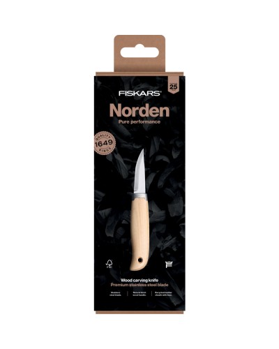 Нож ремесленный, для резьбы Fiskars Norden™ Wood carving knife, лезвие 78 мм (1071897)