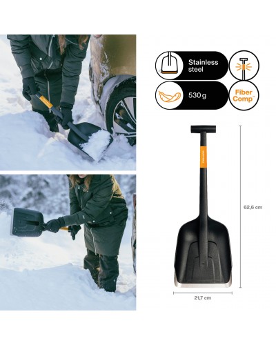 Автомобільна лопата для снігу Fiskars Plus 63 см, чорна (1079857)