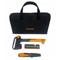Подарунковий набір Fiskars, сокира X7 + точилка Xsharp + ніж Heavy Duty + сумка (2021271)