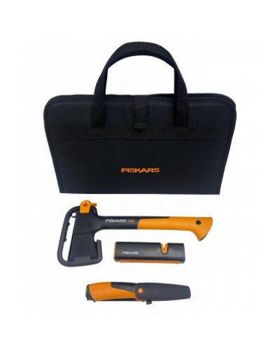 Подарунковий набір Fiskars, сокира X7 + точилка Xsharp + ніж Heavy Duty + сумка (2021271)