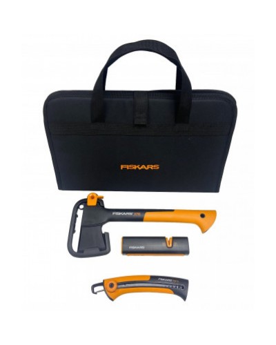 Подарунковий набір Fiskars, сокира X7 + точилка Xsharp + пилка Xtract SW73 + сумка (2021272)