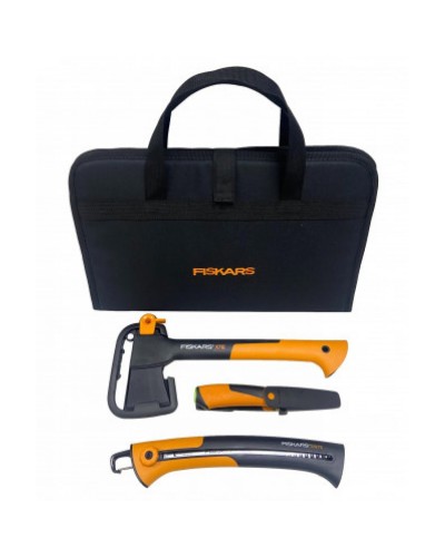 Подарунковий набір Fiskars, сокира X7 + ніж Heavy Duty + пилка Xtract SW75 + сумка (2021273)