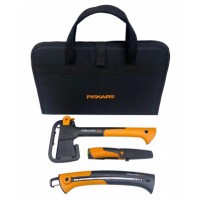 Подарунковий набір Fiskars, сокира X10 + ніж Heavy Duty + пилка Xtract SW75 + сумка (2021281)