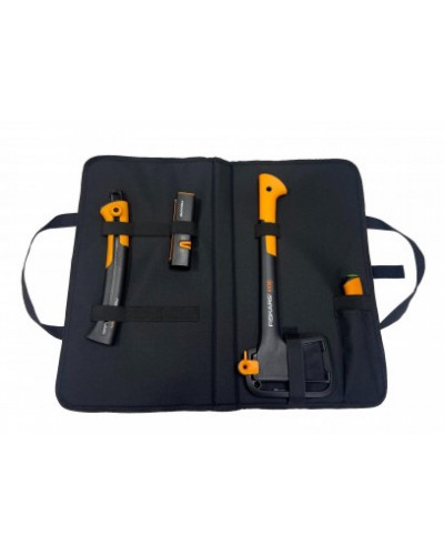 Подарунковий набір Fiskars, сокира X10 + точилка Xsharp + ніж Heavy Duty + пилка Xtract SW75 + сумка (2020961)