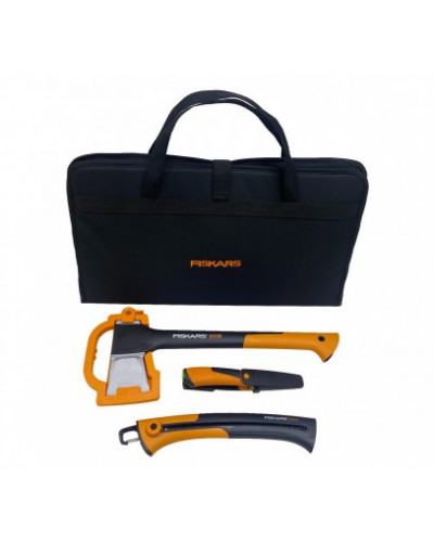 Подарунковий набір Fiskars, сокира X11 + ніж Heavy Duty + пилка Xtract SW75 + сумка (2020961)
