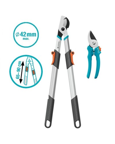 Сучкорез телескопический для зеленых веток до 42 мм Gardena TeleCut Basic 650-900 B + секатор EasyCut до 20 мм (12020-90) НОВИНКА 2025