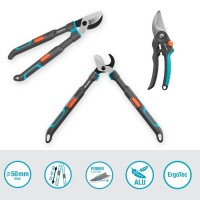 Сучкорез телескопический для зеленых веток до 50 мм Gardena TeleCut Pro S, 52-67 см + секатор PremiumCut Flex до 24 мм (12040-90) Новинка 2025