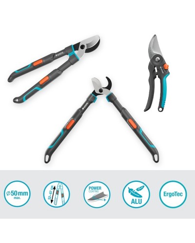 Сучкорез телескопический для зеленых веток до 50 мм Gardena TeleCut Pro S, 52-67 см + секатор PremiumCut Flex до 24 мм (12040-90) Новинка 2025