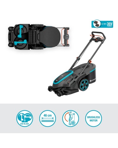 Аккумуляторная газонокосилка Gardena PowerMax Duo 46/36V P4A Set 2 х 6.0 Ач (14646-95)