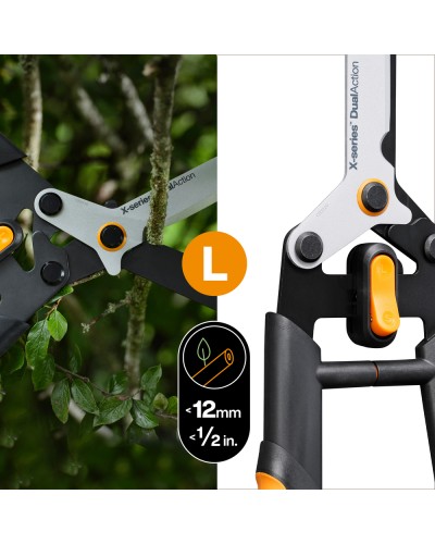 Ножиці для живоплоту Fiskars DualAction HSX96, 22 см (1080134)