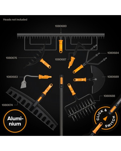 Ручка телескопическая алюминиевая Fiskars OneClick M, 119-174 см (1080671)