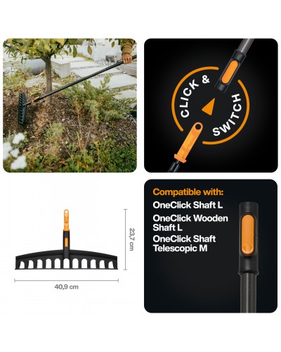 Граблі універсальні пластикові Fiskars OneClick 41 см (1080674)