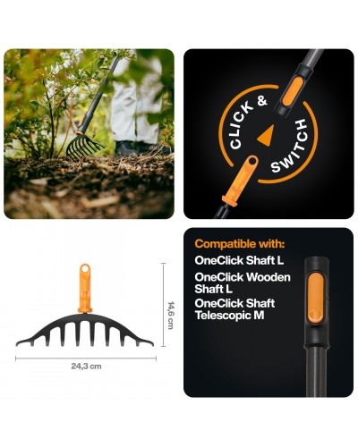 Граблі для троянд Fiskars OneClick 24 см 10 зубів (1080676)