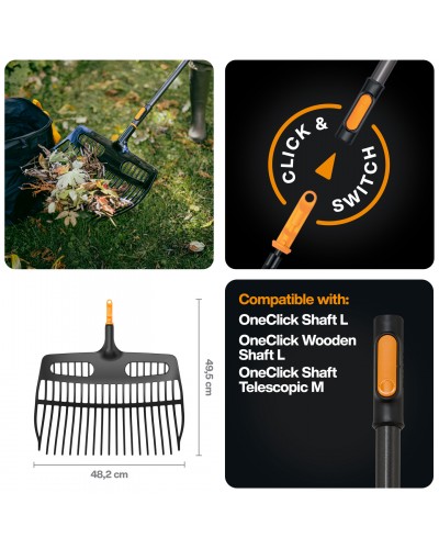 Багатофункціональні граблі 3-в-1 Fiskars OneClick 48 см (1080681)