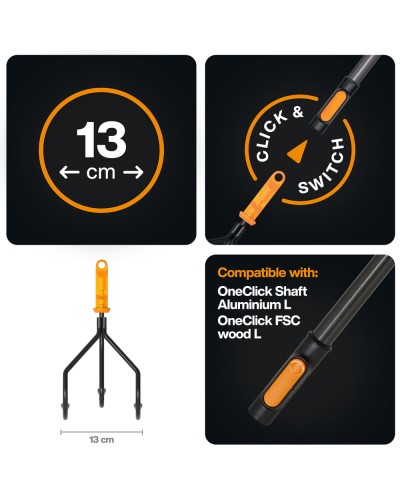 Розпушувач (культиватор) Fiskars OneClick 13 см, три зуба (1080684)