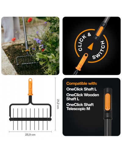 Культиватор дев'ятизірковий Fiskars OneClick 21 см (1080688)