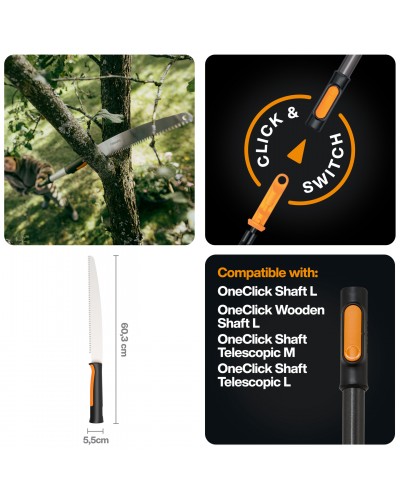 Пила садова пряма Fiskars OneClick 360 мм, зріз на себе (1080691)