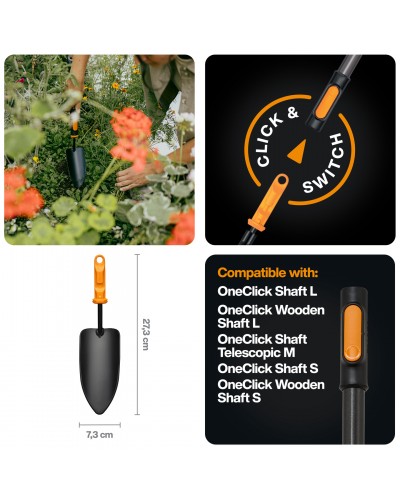 Совок для квітів Fiskars OneClick 7,3 см + ручка 29 см (1080722)