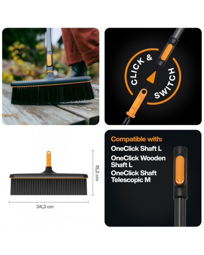 Щетка для уборки во дворе и дома Fiskars OneClick 34 см (1080700)