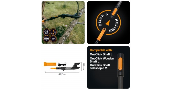 Сучкорез для сухих веток Fiskars OneClick Anvil до 32 мм (1080702)
