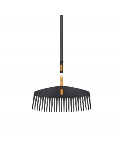 Граблі пластикові легкі для газонів Fiskars OneClick L 51 см + ручка алюмінієва L, 161 см (1080713)