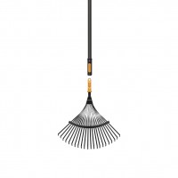 Грабли стальные веерные Fiskars OneClick 42 см + ручка L, 161 см (1080714)