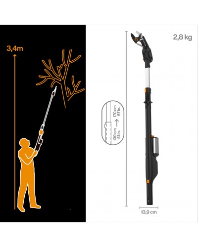 Акумуляторний сучкоріз до 32 мм Fiskars eLopper Bypass 130-170 см, БЕЗ АКБ (1082299)