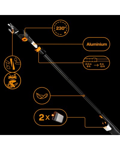 Акумуляторний висоторіз до 32 мм Fiskars eTree Pruner Bypass 250-400 см, БЕЗ АКБ (1082340)