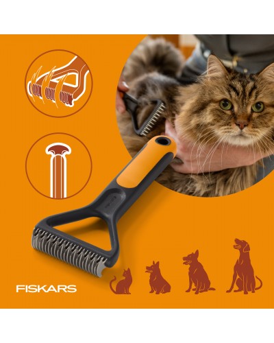 Грабли-колтунорез для груминга собак и кошек Fiskars Dematting Rake, 7 см (2009136) Грабли-колтунорез для груминга собак и кошек Fiskars Dematting Rake, 7 см (2009136)